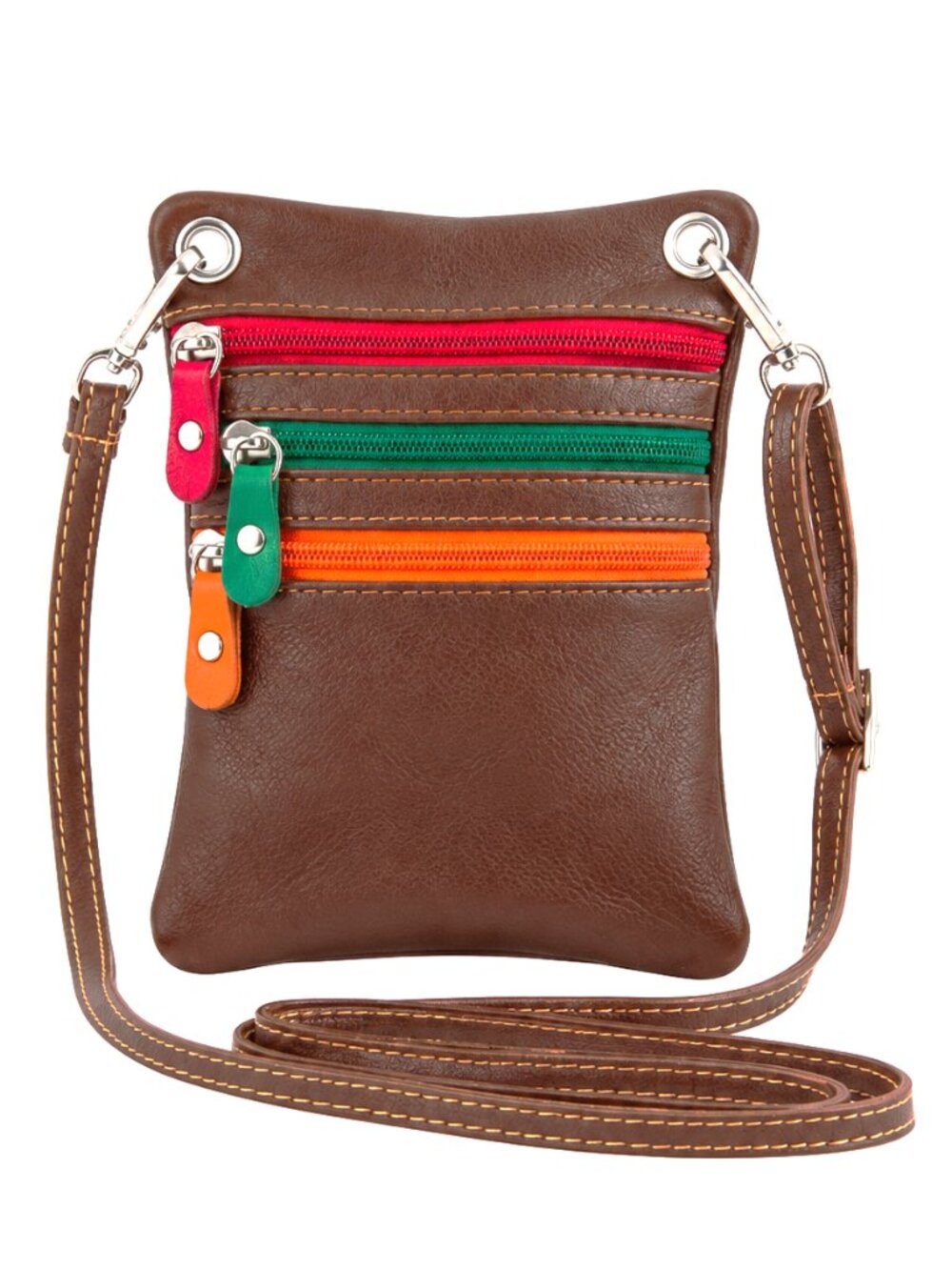 Made in Italy – Multicolor 4 Zipper Pocket Crossbody/Belt Leather Bag ❤️🤍💚